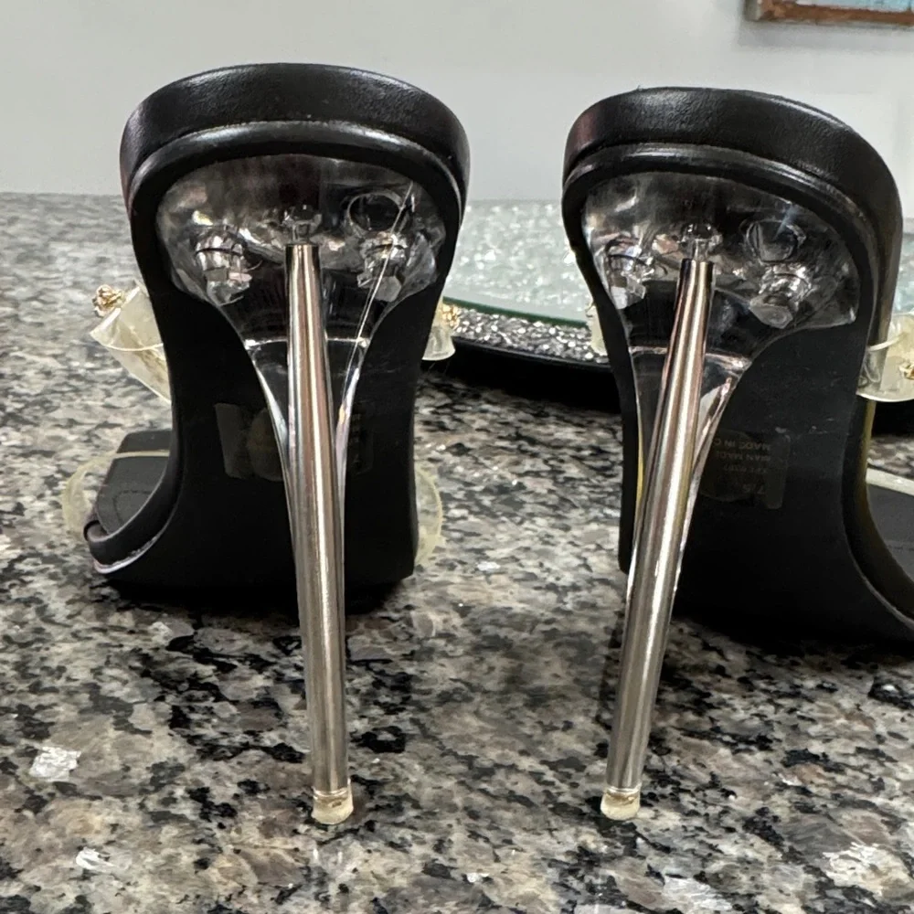 Cape Robbin Corine black gold and clear Heels EUC 7.5